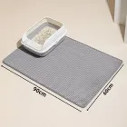 Килимок під туалет для кота кішки ловушка для утримання наповнювача двосторонній двошаровий водонепроникний антиковзкий стійкий еластичний EVA-матеріал з ячеистою поверхнею м'який гнучкий 90x60 см сірий (002329)