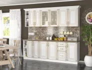 Модульна кухня ІМПЕРІЯ класика (4 верхніх + 5 нижніх тумб) 240-260 см Білий / Білий МДФ