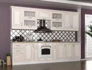 Модульна кухня ІМПЕРІЯ класика (5 верхніх + 7 нижніх тумб) 280 - 300 см Білий / Бежевий МДФ