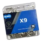 Ціпка велосипедна KMC X9, 9 швидкостей, 116 ланок, у коробочці із замком, Silver/Grey