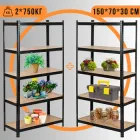 Складський Стелаж Поличковий 2 шт. 150 х 70 х 30 см для Зберігання Чорний 4Points StrongShelf Металевий Розбірний з МДФ по 150 кг