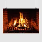 Постер "Полум'я в каміні, вогонь та дрова" A3 29x42 см (id6372)