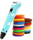 3D-ручка RZTK ArtPen з різнокольоровим еко-пластиком 250 м + Книга з трафаретами Blue