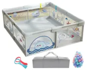 Дитячий манеж Terrio Sea XL 180х200 см з двома ручками і 60 різнокольоровими м'ячами
