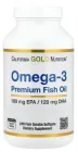 Omega - 3 California Gold Nutrition Омега-3 риб’ячий жир преміальної якості, 240 капсул із риб’ячого желатину, для зниження тиску, для суглобів та кісток, дфля шкіри, волосся та нігтів