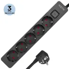 Мережевий фільтр-подовжувач RZTK Line 530 3 м 5 розеток Black