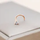 Золота сережка пірсинг 585 проби з маленьким білим фіанітом 595з-11