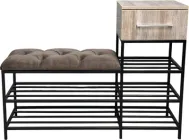 Банкетка для взуття Metalzavod Атланта-1R 100 см велюр Сіро-коричневий/Дуб платиновий 5-2-9005 (ATL-1R-100-VLR5-2-9005)