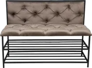 Банкетка для взуття Metalzavod Женева-1 зі спинкою 100 см велюр Сіро-коричневий 5-0-9005 (ZNV-1-100SP-VLR5-0-9005)