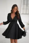 Святкова жіноча сукня з декольте, пишною спідницею та довгим рукавом Мод ТВРД- 7558, чорний, L(46)