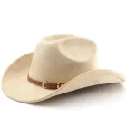 Капелюх Федора Ковбойка унісекс замшевий з ремінцем SAHARA молочний