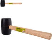 Киянка гумова Alloid ручка з дерева 680 г Чорна (RM-16680W)