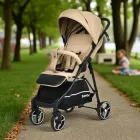 Коляска книжка дитяча прогулянкова Bambi M 4249-2 Beige Matt Дитячий візок всесезонний із дашком та регульованою спинкою та 4 EVA колесами Бежевий