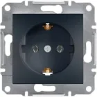 Розетка одинарна з заземленням SCHNEIDER Asfora антрацит