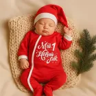 Новорічний чоловічок для новонародженого з шапочкою зріст 62 - 68 см (3 - 6 місяців) BST Червоний з білим
