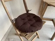 Подушка на стул кругла, серія Color, 35х35х5, колір коричневий, с зав'язками
