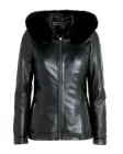 Шкіряна куртка на хутрі VK чорна з капюшоном (Арт. PRM202) 44