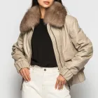 Шкіряний бомбер з хутром VK бежевий з натуральної шкіри (Арт. VK1260-242) 46