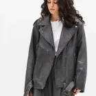 Косуха оверсайз сіра VK з натуральної шкіри (Арт. LT559-S) 52