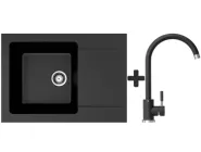 Комплект: мойка гранитная Stella Glori Чорний + Кран