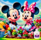 Алмазна мозаїка на підрамнику ColorArt 40x40 МініМаус та МікіМаус FSP1406 + Подарунок лак для покриття