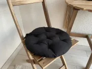 Подушка на стул кругла, серія Color, 35х35х5, колір чорний, с зав'язками