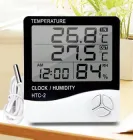 Термометр гігрометр з годинником HTC-2 та виносним датчиком для вимірювання температури та вологості повітря 3346
