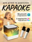 Колонка караоке з двома мікрофонами блютуз портативна музична бездротова з підсвіткою домашня міні usb для вечірок дому дітей телефону співу на акумуляторі маленька переносна портатівна світна bluetooth багатофункціональна голосна з ручкою ТБ44M65