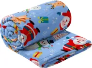 Плед LeLit Санта Блакитний Полуторний 150х200 см Новорічний Двосторонній Велсофт (le2000000324159)