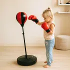 Боксерська груша для дітей на стійці з рукавичками Punching Ball Set, дитячий набір для боксу з пружиною, насосом і регульованою висотою для тренувань і гри вдома та на вулиці Червоний/чорний, PBS-115