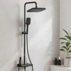 Душова система з термостатом і дисплеєм Shower Series, змішувач для ванної з верхнім, ручним та гігієнічним душем, душовий комплект настінний з лійками, шлангом, нержавіюча сталь Чорний/хром AA6-6-Black/Chrome