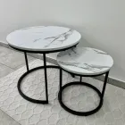 Комплект журнальних/кавових столиків LUMINARIA TWIN мармур білий (40x40см, 60х50см)