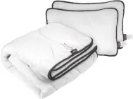 Набір Sonex Ковдра Демісезонна Євро 200х220 см Антиалергенне волокно Basic Black + дві подушки 50х70 см (SO102533)