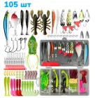 Набір рибальських силіконових приманок у коробці воблери блешні коливалки спінербейти джигa фанатік гачки в наборі 105 шт