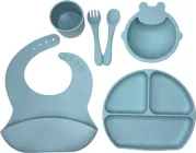 Набір силіконового посуду Lindo 6 предметів Сірий (954-2) (4890211019542)