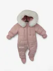 Дитячий комбінезон цілісний на овчині з капюшоном Зимовий Alissa Пінетки та Перчатки 1,5-2 роки 86 см Рожевий (АНМ400)
