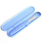 Скребок для язика двосторонній металевий для гігієни ротової порожнини очищувач синій