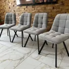 М'який стілець Garda зі спинкою з ніжно-сірого велюру люкс на металевому чорному каркасі
