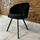 Інтер'єрний стілець Комо зі спинкою з чорного велюру категорії топ на чорному прямокутному металевому каркасі