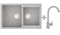 Комплект: мийка гранітна Stella Florina Сірий + Кран