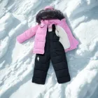 Дитячий зимовий комплект "Ніжно-рожевий" з чорними штанами 98-104см