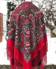 Українська народна хустка з тороками 120х120см Червоний