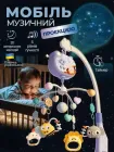 Дитячий мобіль на ліжечко карусель музична для немовлят новонароджених мобіль в ліжко підвісний розвиваючий музичний 2 в 1 з таймером проектором на кроватку колискові та звуки блакитний