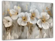 Картина на стіну з ефектом 3D “Ніжні білі квіти” для спальні, вітальні чи кухні 60x100 см (MN10124)