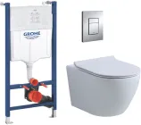 Набір Інсталяція Grohe Rapid SL Solido 38971000 + панель змиву Grohe Even 38966000 + підвісний унітаз Klechniowska Latona Euro L490K з сидінням Soft Close дюропласт