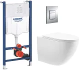 Набір Інсталяція Grohe Rapid SL Solido 38971000 + панель змиву Grohe Even 38966000 + підвісний унітаз Koller Pool Stream Tornado 3.0 Rimless з сидінням Soft Close дюропласт (STR-0520-RQ3)