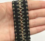 Тесьма декоративна / 3 см / 1 метр / Чорний із золотом