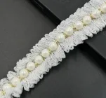 Тесьма декоративна / З перлами / 2см * 6мм / 1 метр / Білий