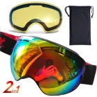 Гірськолижна Маска Червона Чорна Рама зі Змінною Жовтою Лінзою Лижні окуляри для дорослих та підлітків Copozz AoFuson Nipsu