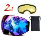Гірськолижна Маска Синя Чорна Рама з Додатковою Лінзою Лижні окуляри для дорослих та підлітків Copozz AoFuson Nipsu